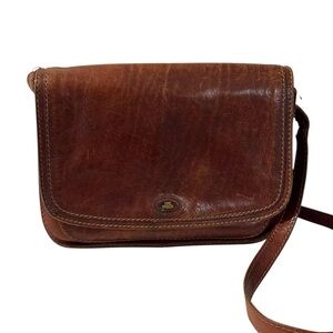Vintage 90s The Bridge Crossbody Leather Bag Cognac Brown Made In Italy